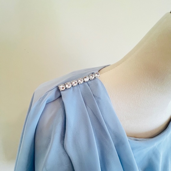 Scarlett Blue Dress with attached shawl - Picture 3 of 8